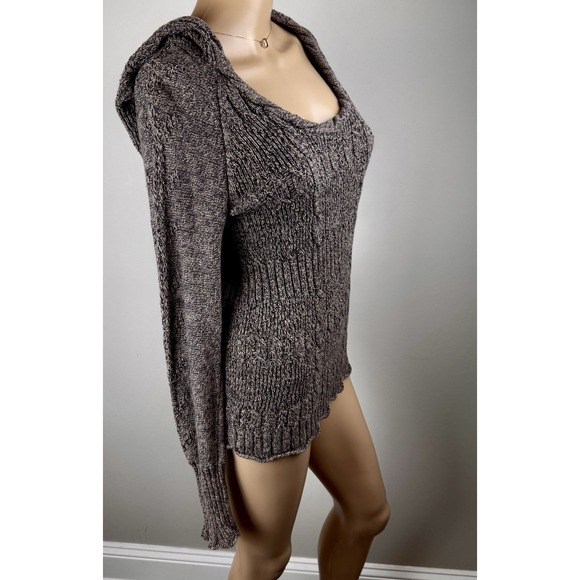 DKNY Jeans Hooded Sweater Size M ‎ Brown Knit - Picture 5 of 16
